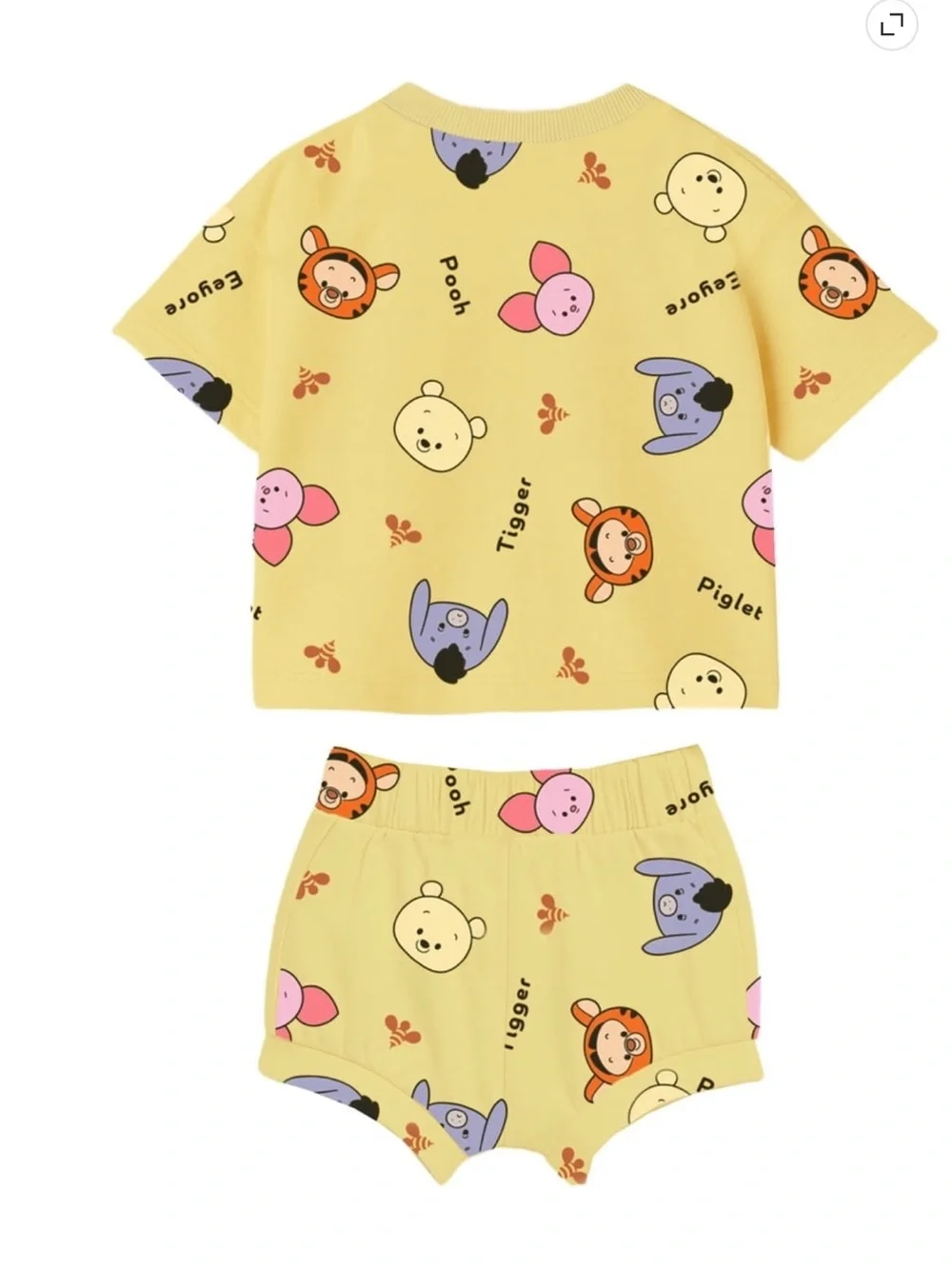 Disney Yellow Winnie the Pooh Baby Boy 2 Piece French Terry Short Set - Picture 5 of 11